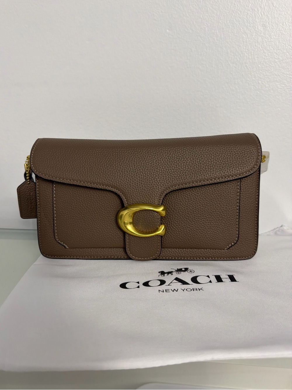 Coach Taupe Brown Tabby Crossbody Bag with Gold Hardware